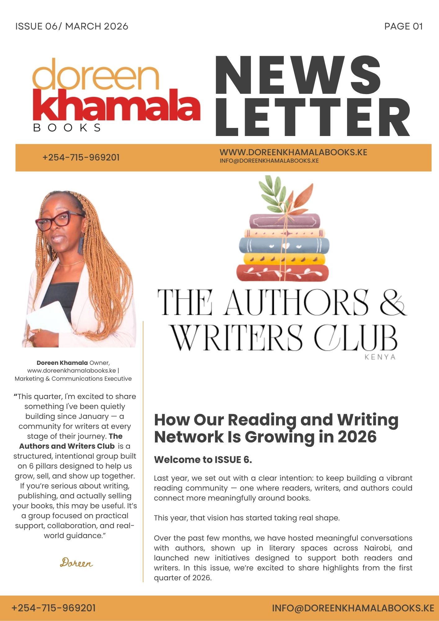Doreen Khamala Books Q1 2026 Highlights, Newsletter