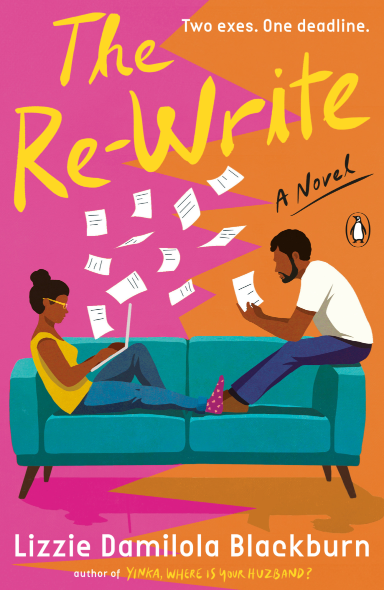 Book cover of The Rewrite by Lizzie Damilola Blackburn, a romantic comedy novel about two exes forced to work together